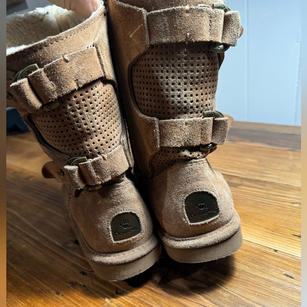 Bearpaw Womens Clara Suede Hickory Sheepskin Mid Height Cozy Winter Boots Size 8 - Picture 7 of 11